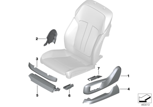 2018 BMW 740e xDrive Individual Seat Trims, Front Diagram