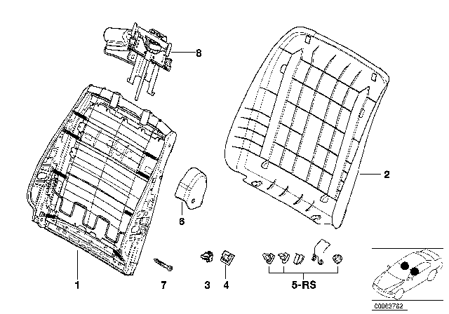 2003 BMW M5 Seat, Front, Rear Panel Diagram