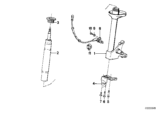 1989 BMW M3 Front Spring Strut / Shock Absorber Diagram