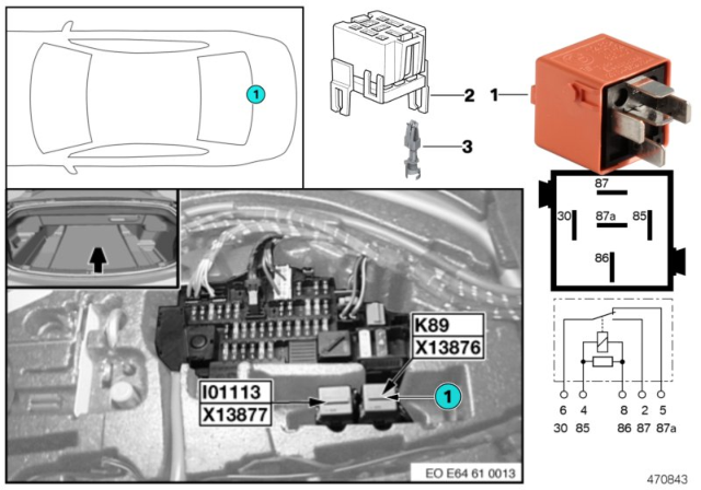 2010 BMW 650i Relay, Rear Window Lowering Diagram