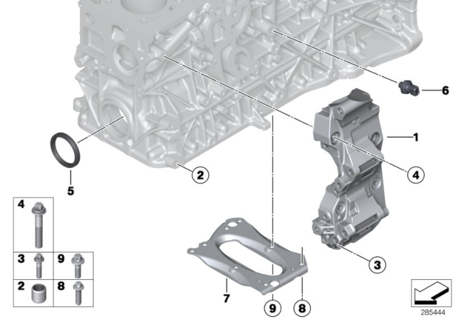 2014 BMW 535d xDrive Engine Block & Mounting Parts Diagram 2