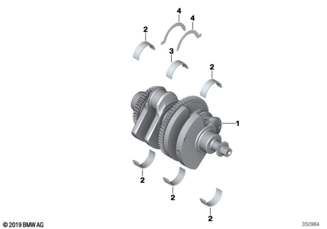 2015 BMW i3 Crankshaft With Bearing Shells Diagram