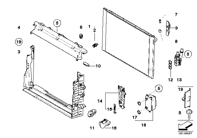 2010 BMW 650i Mounting Parts For Radiator Diagram