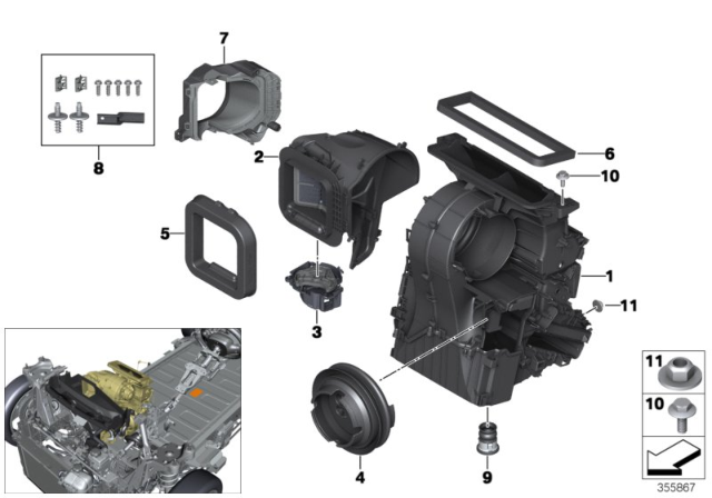 2014 BMW i3 Empty Housing, Heater - A/C W/Evaporator Diagram for 64119304016