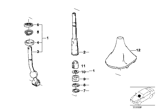 1982 BMW 320i Shift Lever-Lower Part Diagram for 25111220254