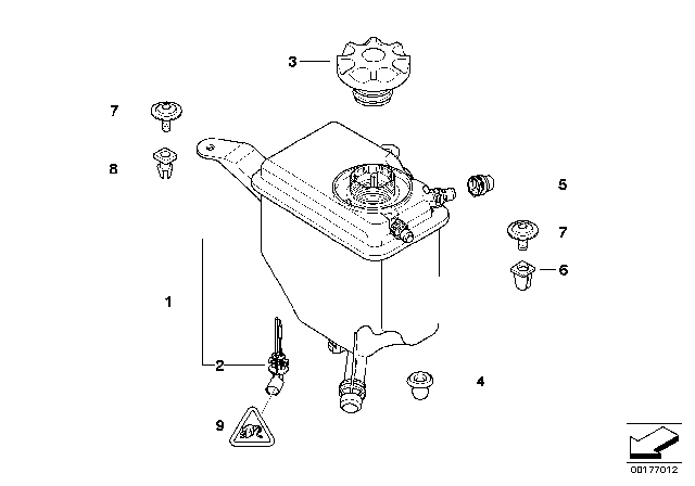 2006 BMW 550i Cooling Water Expansion Tank Diagram