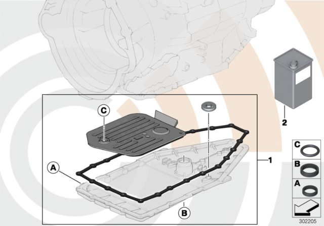 1995 BMW 740i Fluid Change Kit, Automatic Transmission Diagram