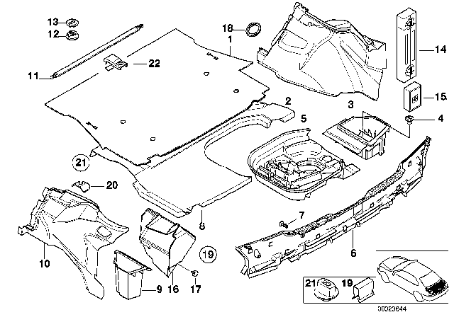 1999 BMW 318ti Trunk Trim Panel Diagram