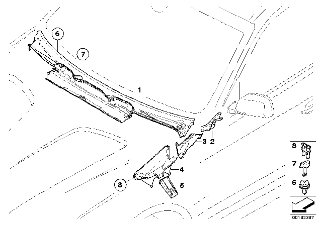 2007 BMW X3 Glazing, Mounting Parts Diagram 2