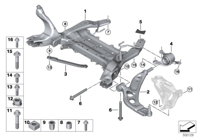 2020 BMW 228i xDrive Gran Coupe Front Axle Support / Wishbone Diagram