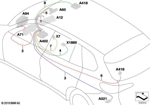 2020 BMW X7 Housing Wire I-Cluster/Head Up D Diagram for 61118714681