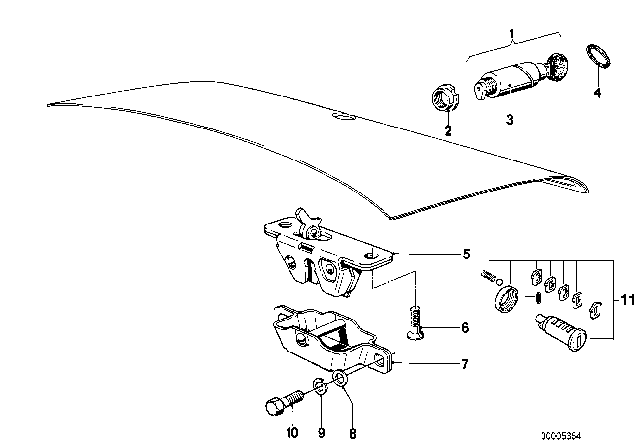 1980 BMW 733i Trunk Lid / Closing System Diagram