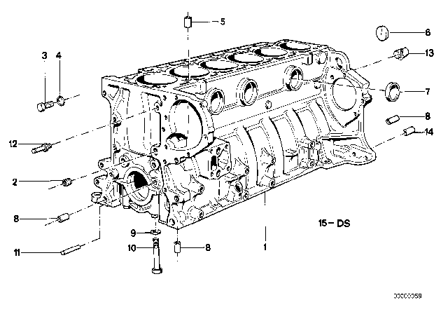 1992 BMW 535i Engine Block & Mounting Parts Diagram 1