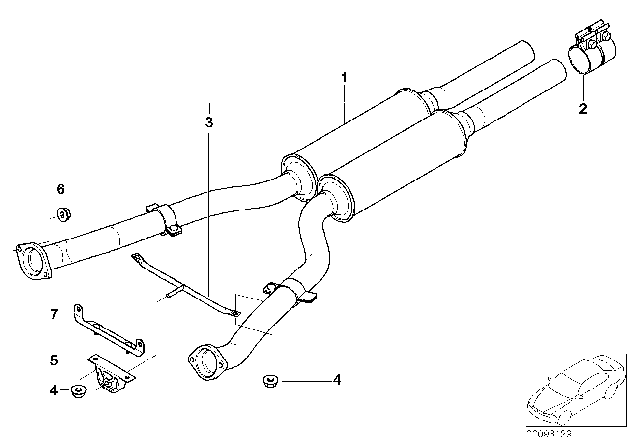 2003 BMW 745Li Front Silencers Exhaust Diagram for 18107519029