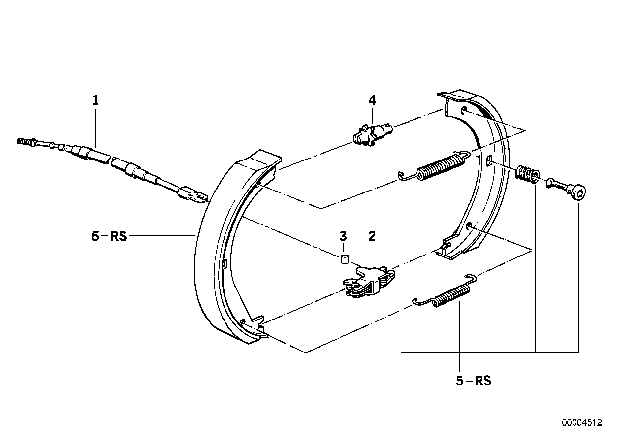 1995 BMW 318i Parking Brake / Brake Shoes Diagram