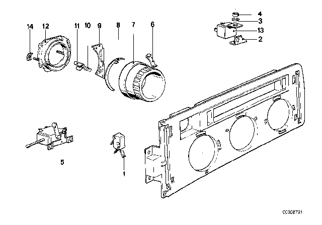1984 BMW 633CSi Resistor Plate Diagram for 64111361129