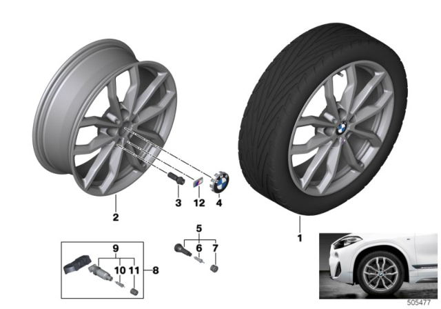 2019 BMW X1 BMW Light-Alloy Wheel, Y-Spoke Diagram