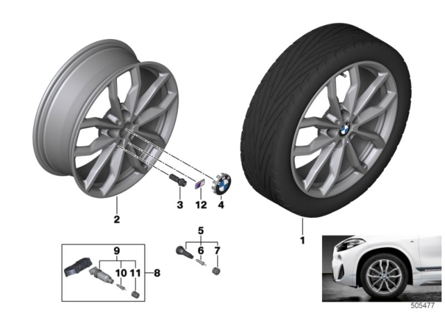 LIGHT ALLOY RIM FERRICGREY Diagram for 36106877550