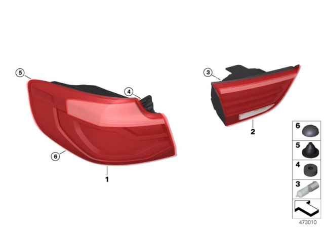 2018 BMW 340i GT xDrive Rear Light In Trunk Lid, Right Diagram for 63217417476