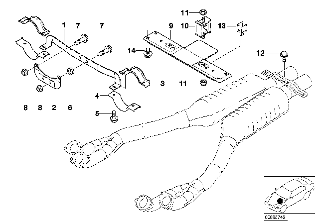 2001 BMW Z8 Connecting Support Diagram for 18307830645
