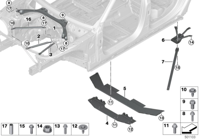 2016 BMW 750i Reinforcement, Body Diagram