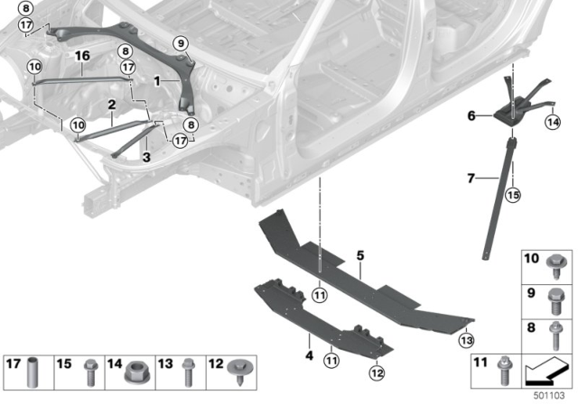 2017 BMW 750i xDrive Torsion Strut Rear Diagram for 51617333575