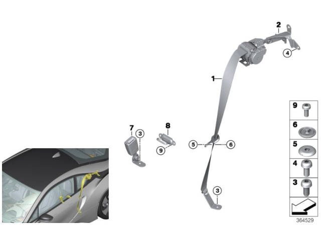 2015 BMW i8 Holder, Inertia Reel, Rear Right Diagram for 72117365574