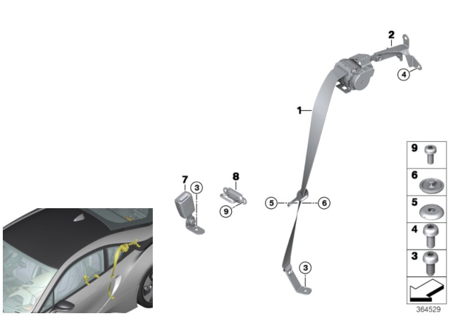 2015 BMW i8 Safety Belt Rear Diagram