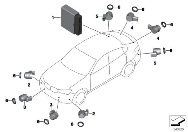 2015 BMW X4 Ultrasonic Sensor Kastanienbronze Diagram for 66209387441
