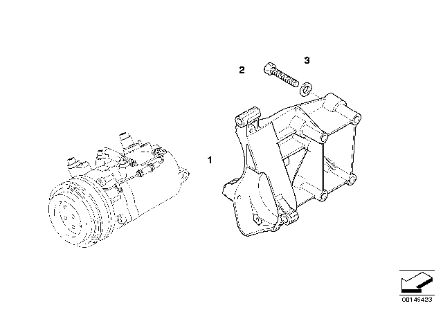 2001 BMW Z3 M Air Conditioning Compressor Mounting Parts Diagram