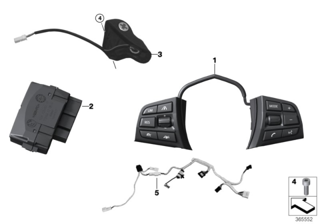 2011 BMW Alpina B7L xDrive Steering Wheel Electronic Control Diagram