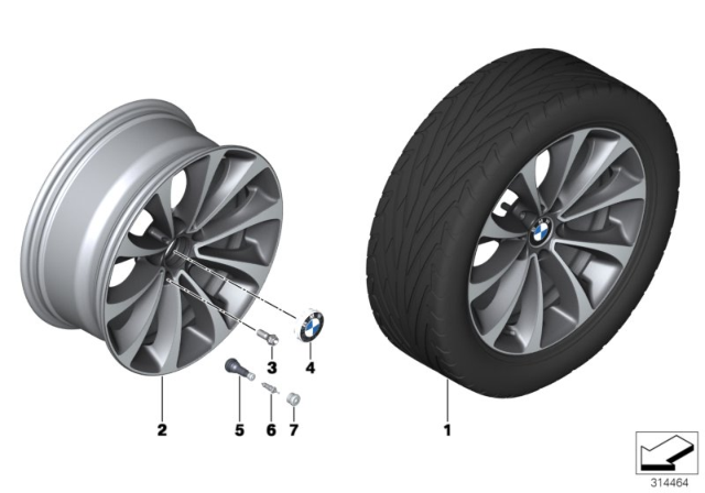 2019 BMW M6 BMW LA Wheel, Turbine Styling Diagram 2