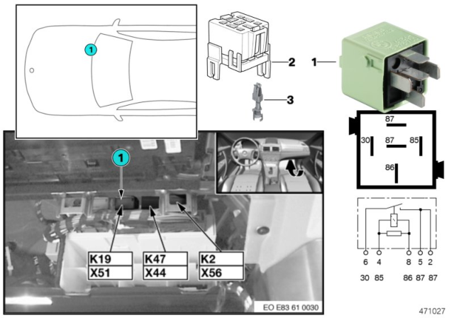 2005 BMW X3 Relay, A/C Compressor Diagram