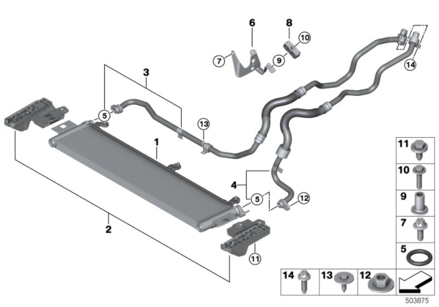 2020 BMW M340i ENGINE OIL COOLER PIPE, FLOW Diagram for 17228654896