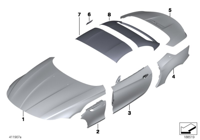 2015 BMW Z4 Roof Shell, Front Diagram for 41007222077
