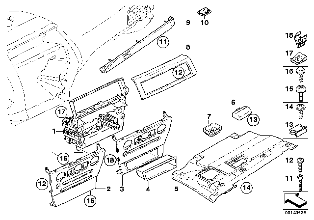 2006 BMW M6 Mounting Parts, Instrument Panel Diagram