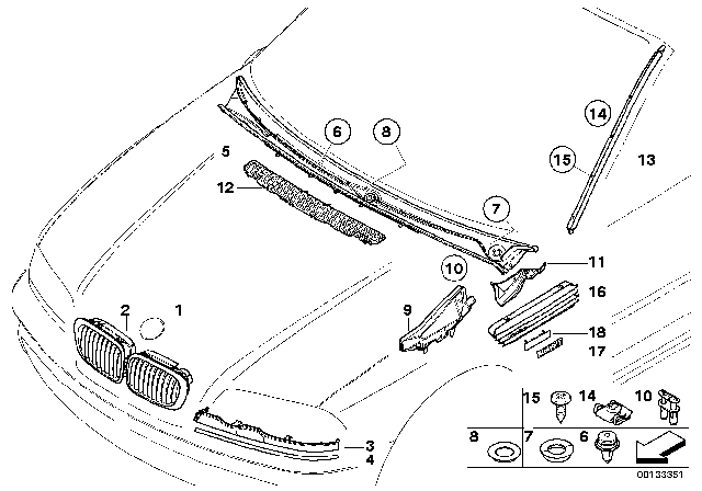 2005 BMW 330Ci Exterior Trim / Grille Diagram 2