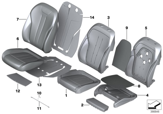 2015 BMW X6 Seat, Front, Cushion & Cover Diagram