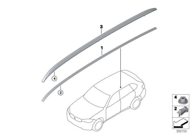 2017 BMW X5 Roof Railing, Right Diagram for 51137295814