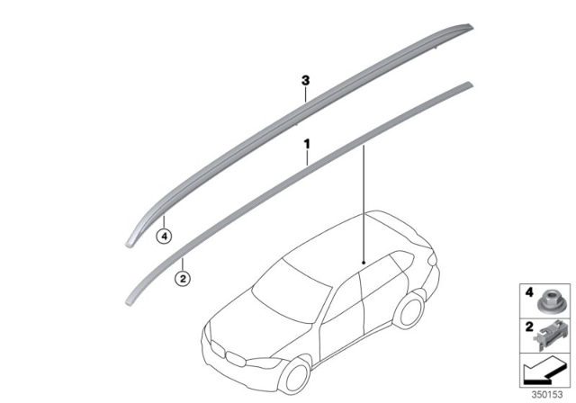 2018 BMW X5 M Roof Moulding / Roof Rail Diagram