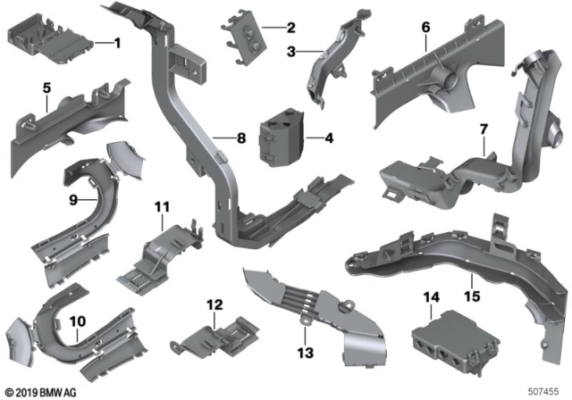 2018 BMW 430i Wiring Harness Covers / Cable Ducts Diagram