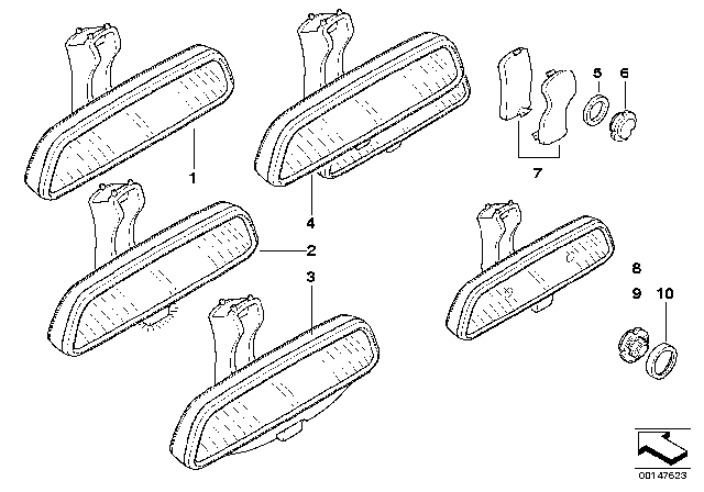 2000 BMW 540i Interior Mirror Diagram 1