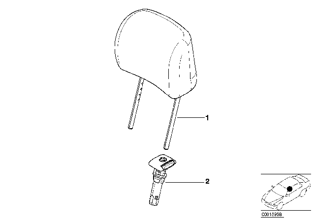 2003 BMW X5 Seat, Front, Head Restraint Diagram 1