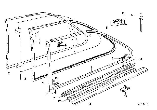 1980 BMW 320i Vent Window Green Left Diagram for 51361846489