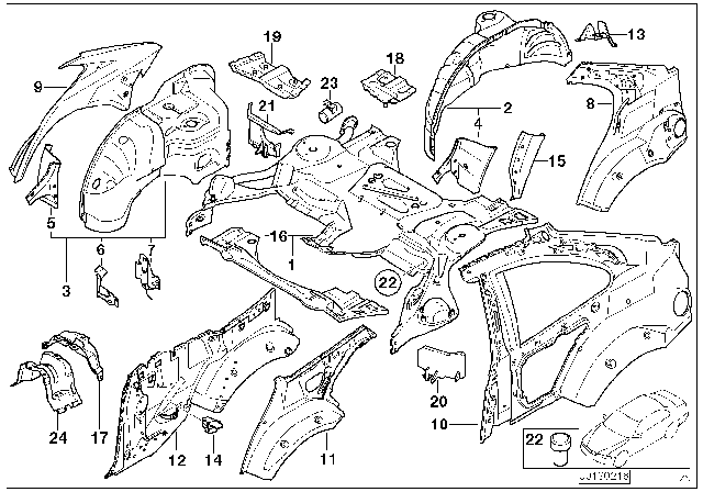 2005 BMW 325i Rear Wheelhouse / Floor Parts Diagram