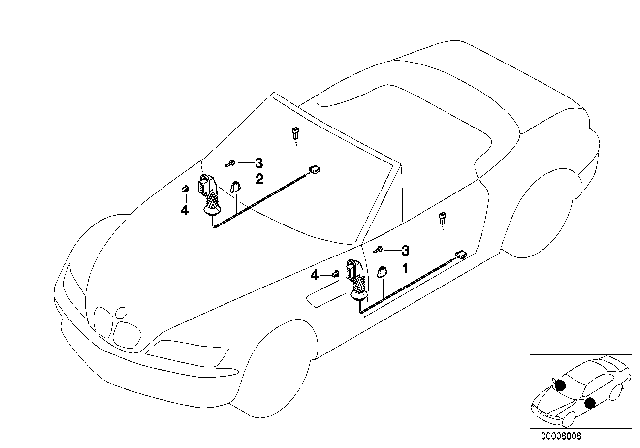 1999 BMW Z3 Wiring Drivers Side Diagram for 61108380825