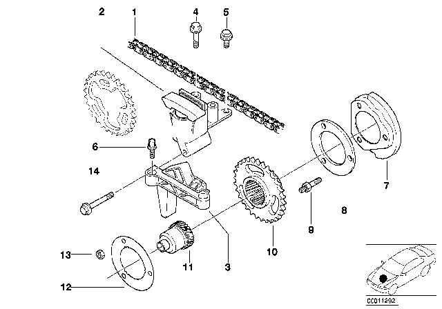 2004 BMW 325i Valve Train, Timing Chain, Upper Diagram 1