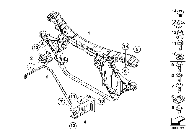 2010 BMW X3 Crash Box, Left Diagram for 51113419957