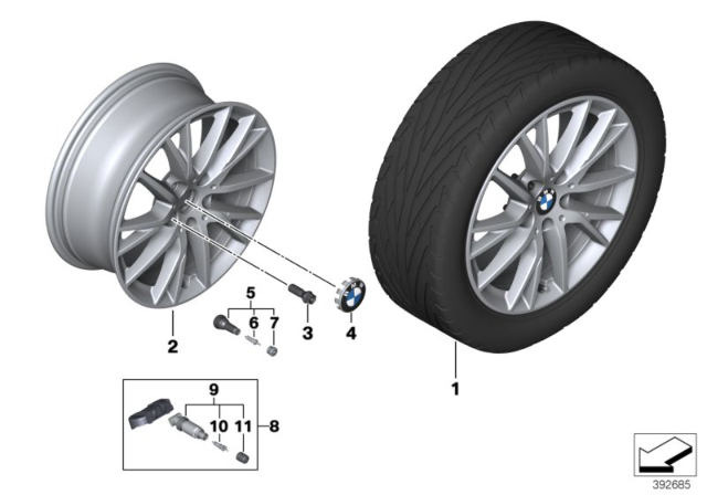 2020 BMW 228i xDrive Gran Coupe BMW Light-Alloy Wheel, Y-Spoke Diagram 2