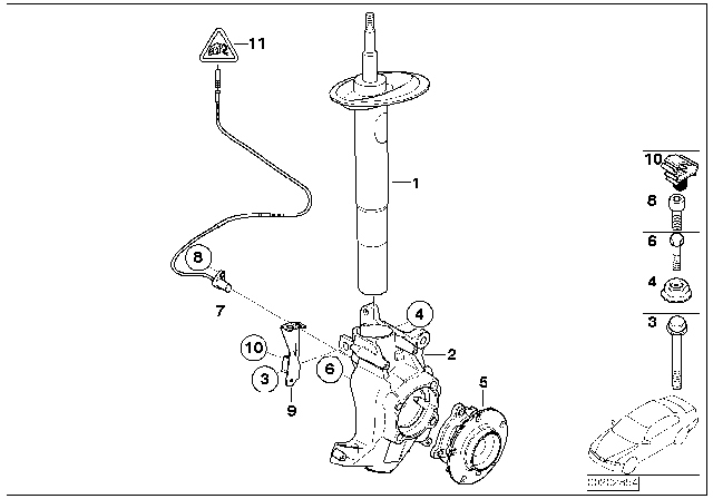 2004 BMW 745Li Front Abs Wheel Speed Sensor Diagram for 34526771708